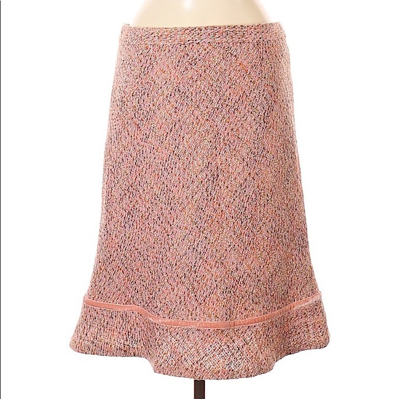 Gap Pink Multi Color Lined Tweed Skirt with Ruffle - Picture 2 of 6